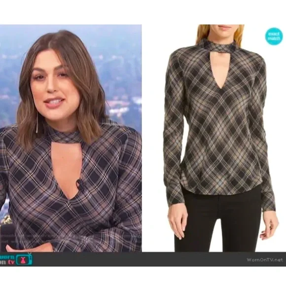 Veronica Beard Wade Metallic Plaid Blouse Shirt Top Size 8 $295 - Picture 2 of 9